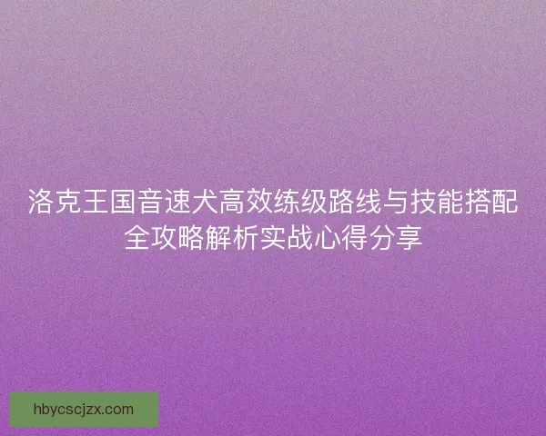 洛克王国音速犬高效练级路线与技能搭配全攻略解析实战心得分享