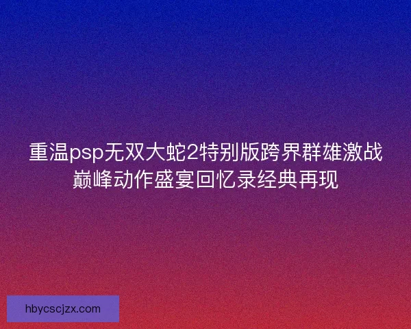 重温psp无双大蛇2特别版跨界群雄激战巅峰动作盛宴回忆录经典再现
