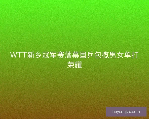 WTT新乡冠军赛落幕国乒包揽男女单打荣耀
