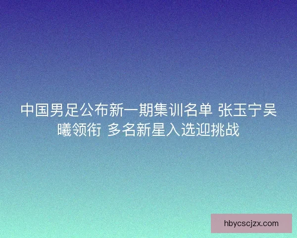 中国男足公布新一期集训名单 张玉宁吴曦领衔 多名新星入选迎挑战