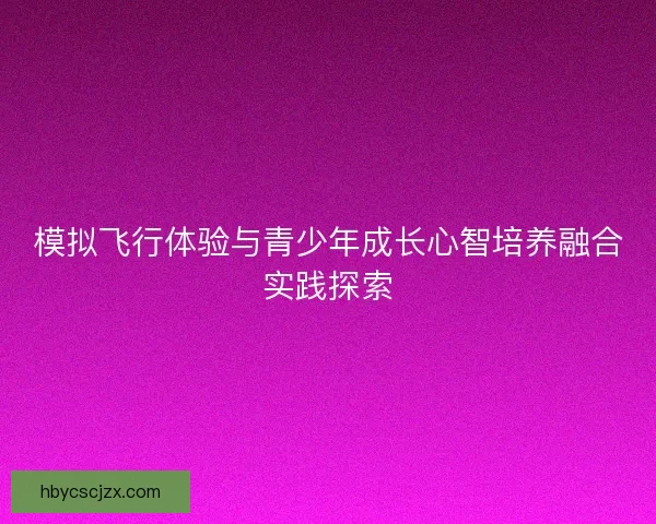 模拟飞行体验与青少年成长心智培养融合实践探索