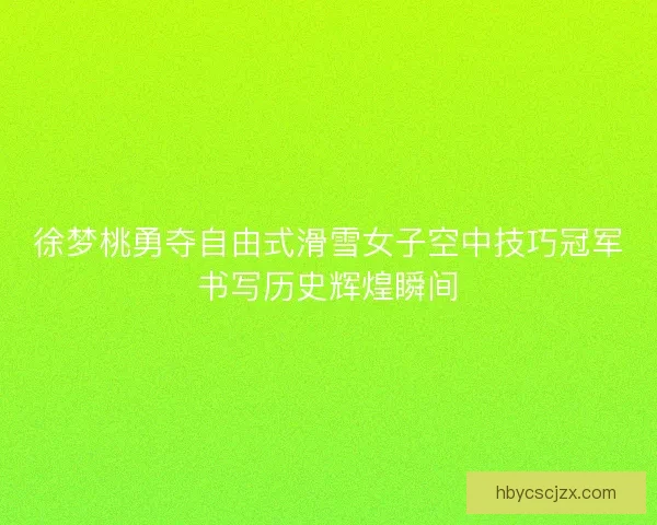 徐梦桃勇夺自由式滑雪女子空中技巧冠军书写历史辉煌瞬间